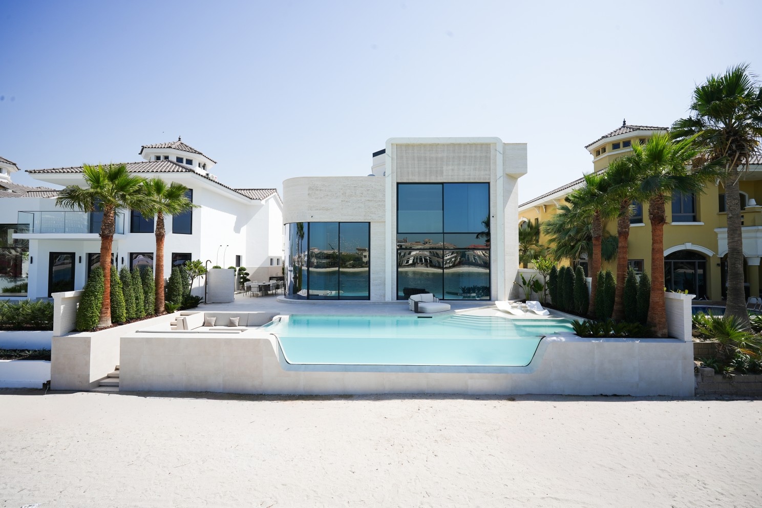 Contemporary beachfront villa with cantilevered pool